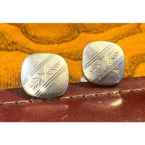 VTG Anson Silver tone Etched Cufflinks
